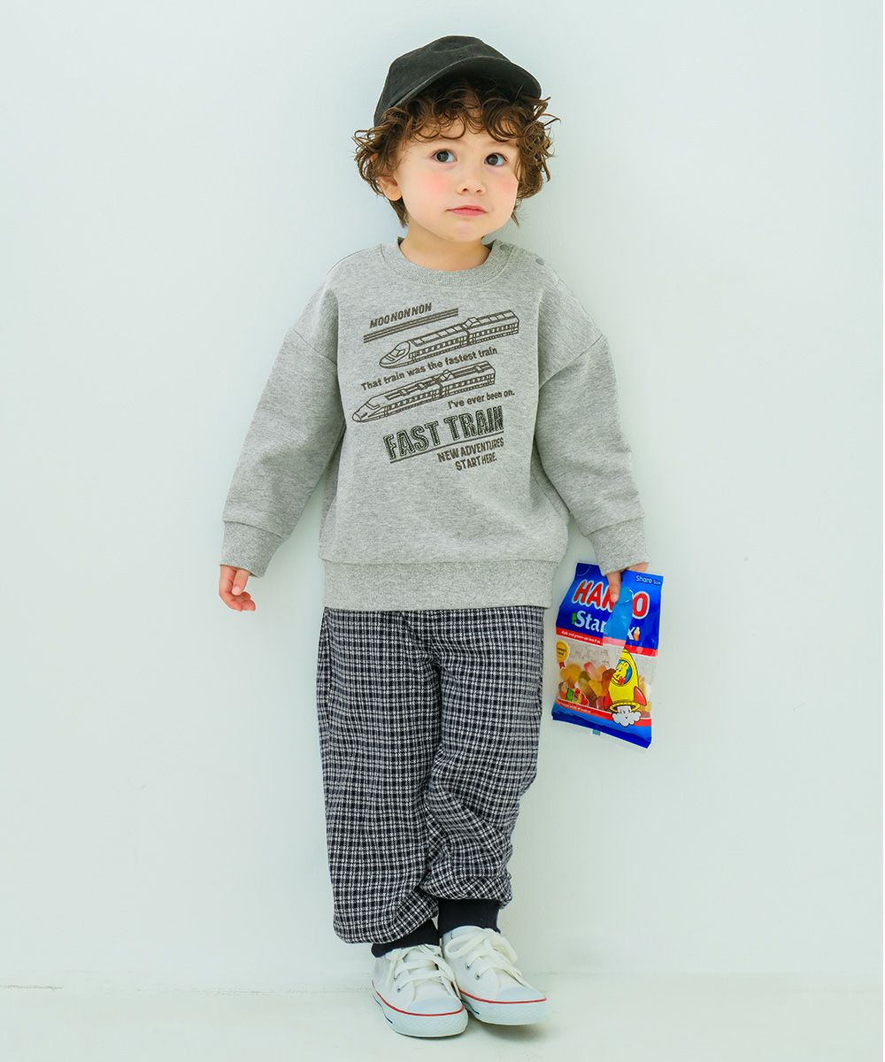 ジャガードニット チェック柄 ストレッチ ジョガーパンツ Navy model image 1