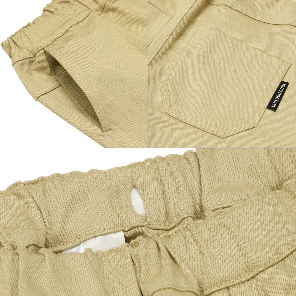 ストレッチツイル マチつきテーパードパンツ Beige Design point 1