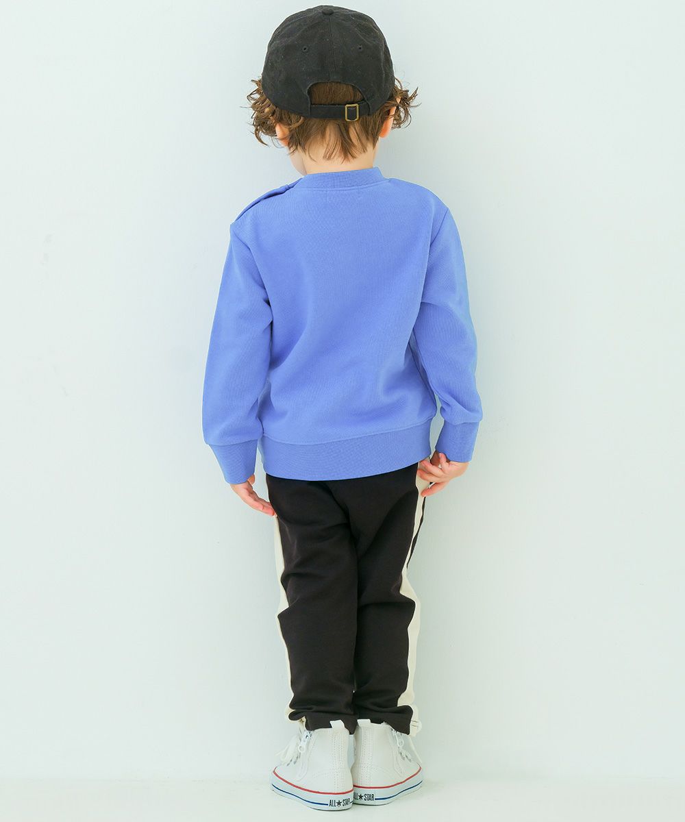 電車 飛行機 乗り物ワッペン 車刺繍 裏毛トレーナー Blue model image whole body