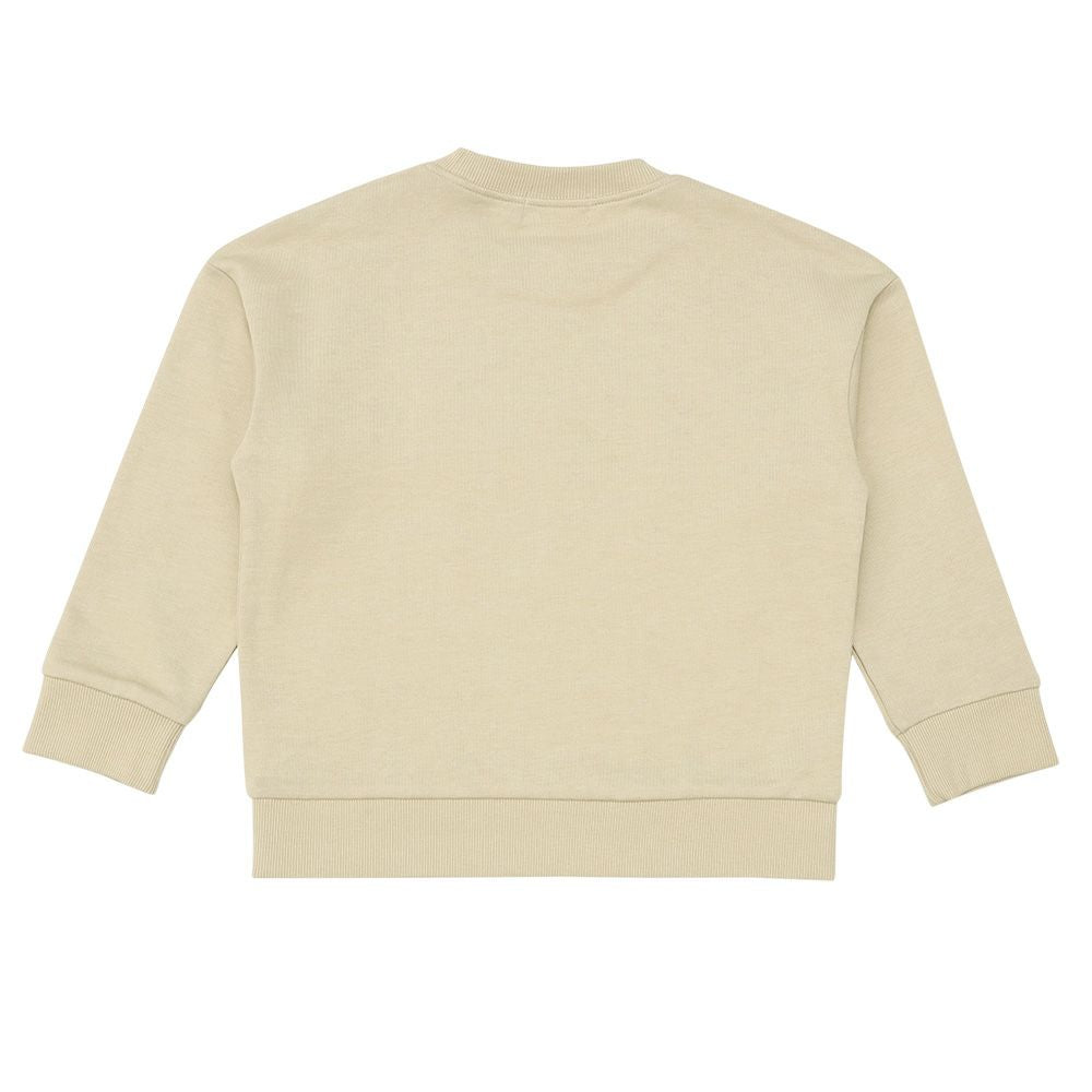 バイク ロゴ 乗り物刺繍 ドロップ袖 裏毛トレーナー Beige back