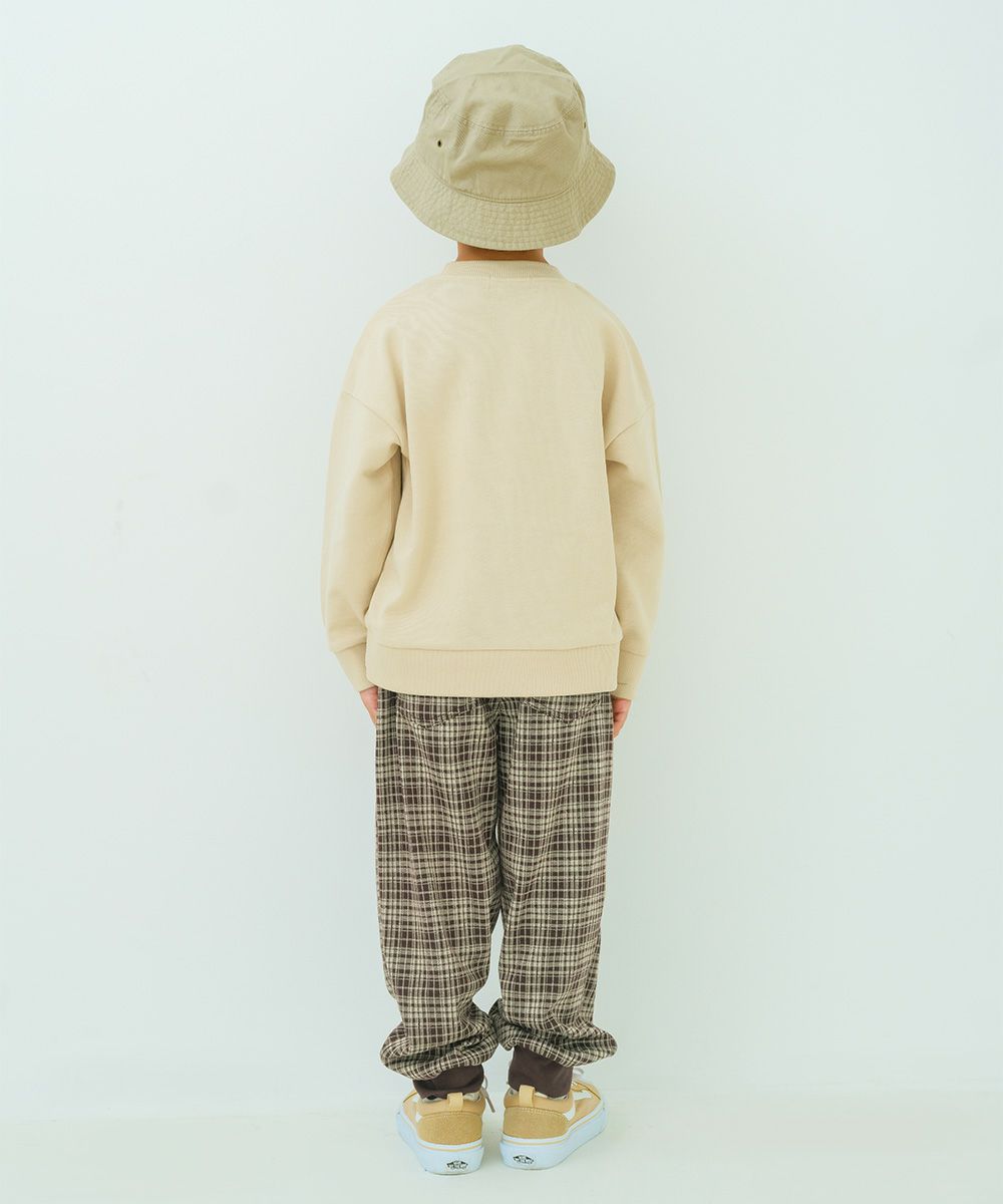 バイク ロゴ 乗り物刺繍 ドロップ袖 裏毛トレーナー Beige model image 3