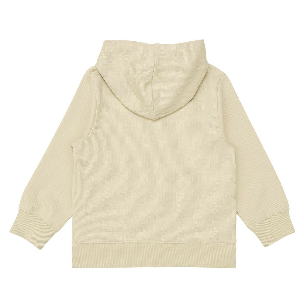 ツイルニット ロゴワッペン フード取り外し可能 ジップアップジャケット Beige back
