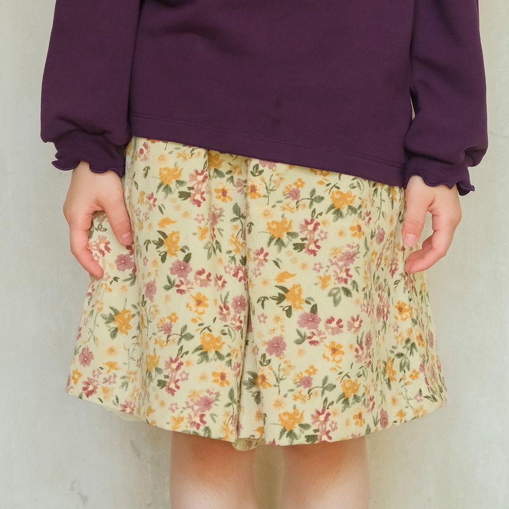 花柄 コーデュロイ 裏地付き キュロットパンツ  MainImage