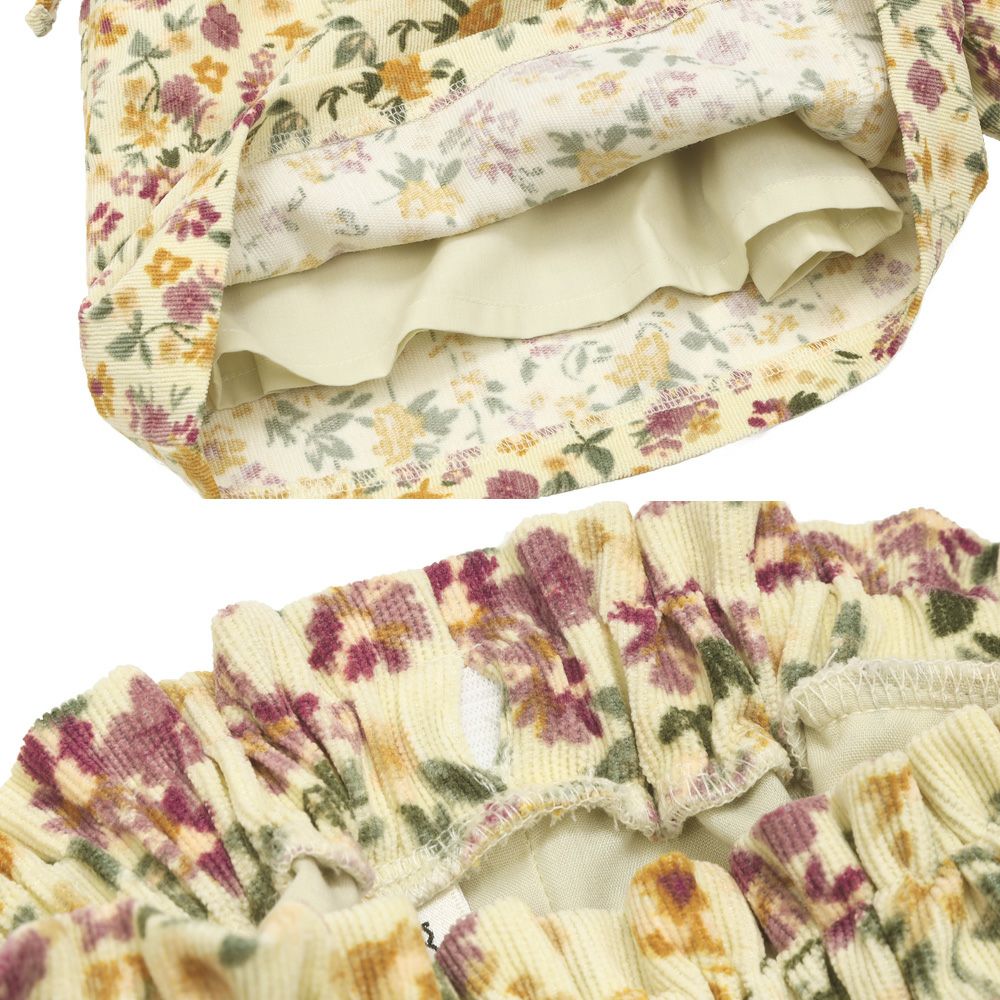 花柄 コーデュロイ 裏地付き キュロットパンツ Ivory Design point 2