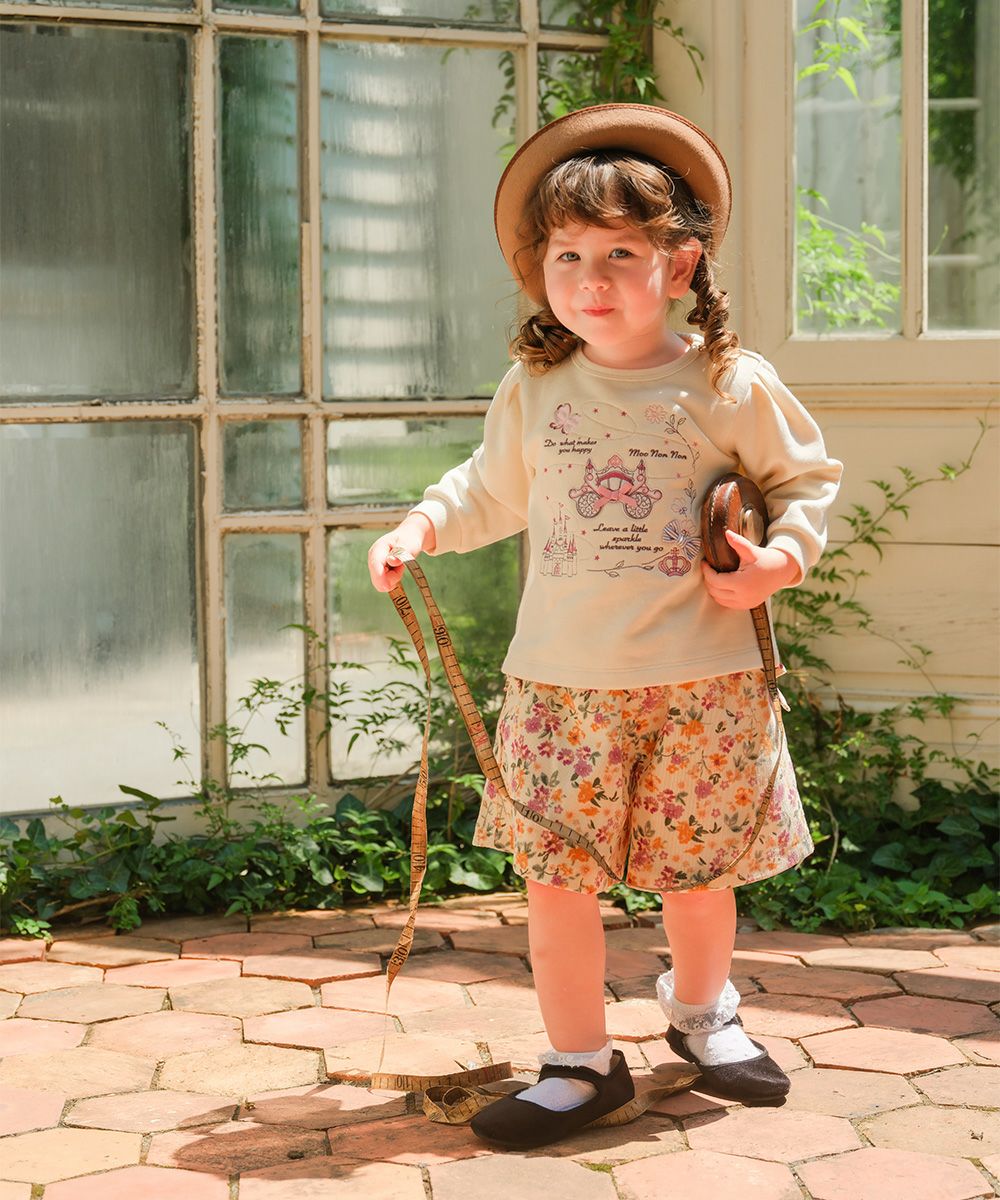 花柄 コーデュロイ 裏地付き キュロットパンツ Ivory model image 3