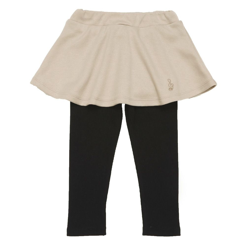 音符刺繍 10分丈スカッツ Beige front