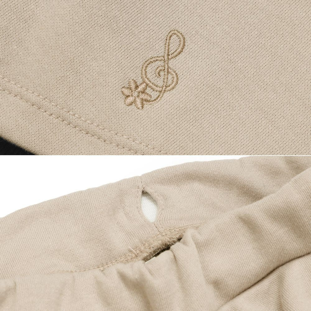音符刺繍 10分丈スカッツ Beige Design point 2