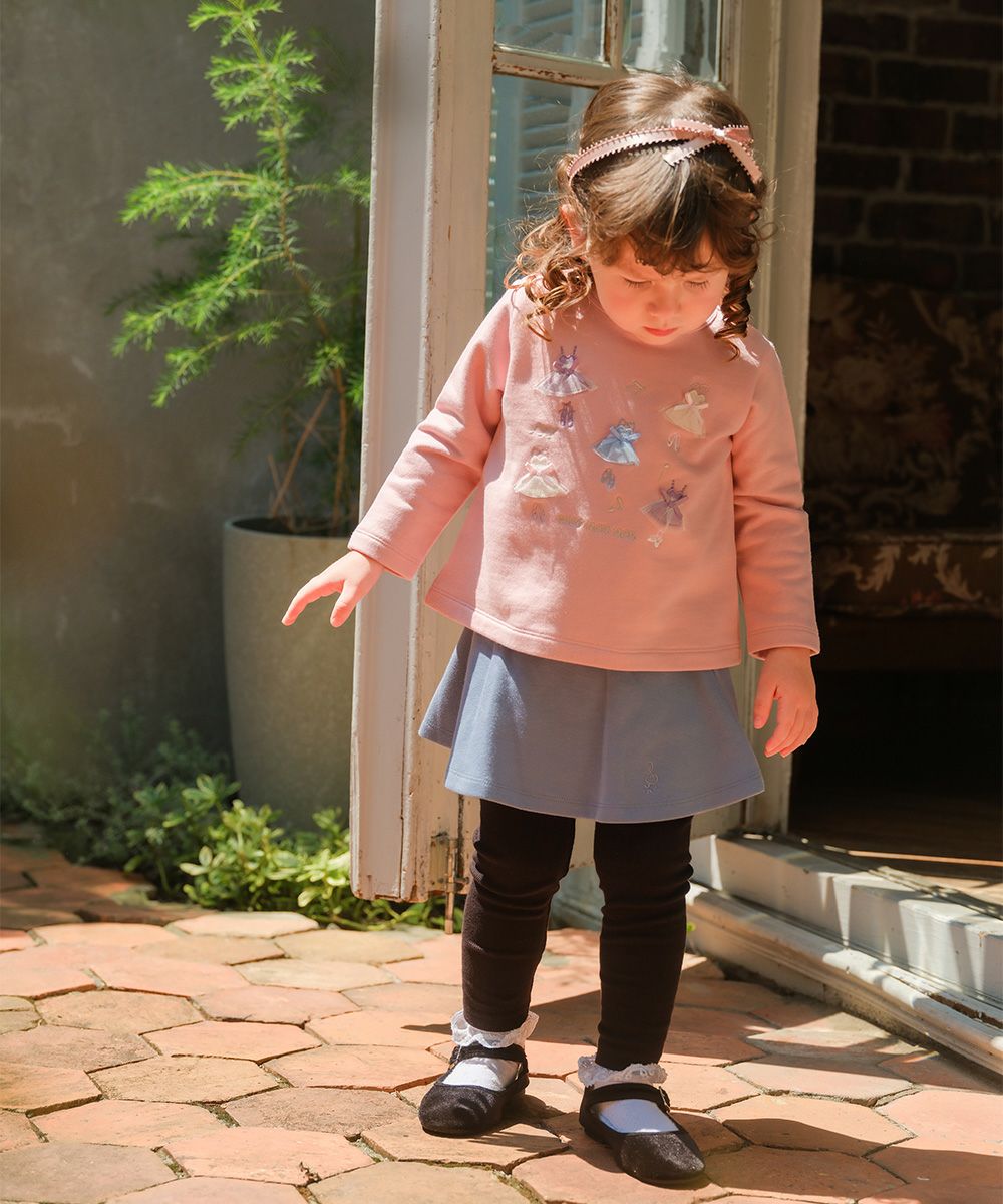 音符刺繍 10分丈スカッツ Blue model image up