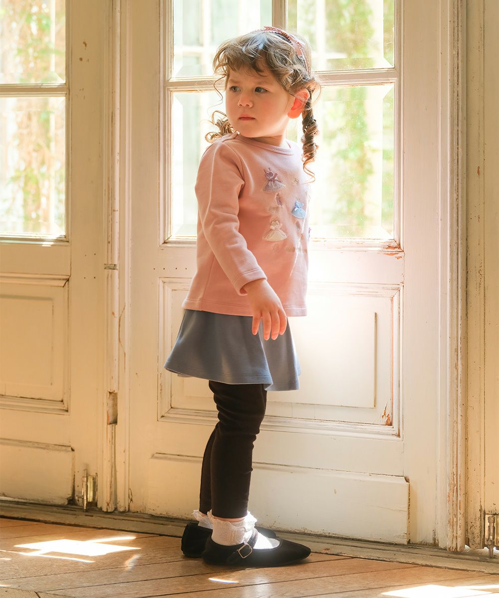 音符刺繍 10分丈スカッツ Blue model image 1