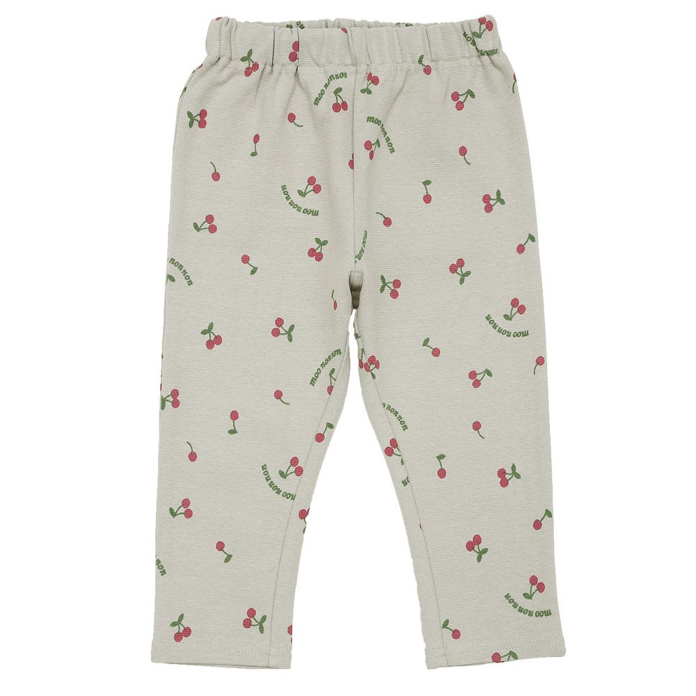 オリジナルチェリー柄　10分丈レギンスパンツ Gray front