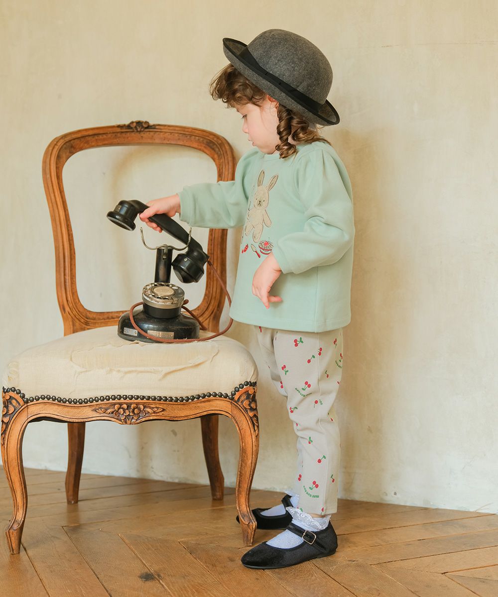 オリジナルチェリー柄　10分丈レギンスパンツ Gray model image up