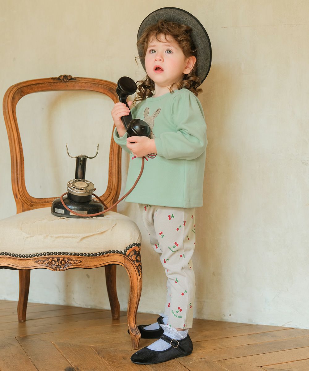 オリジナルチェリー柄　10分丈レギンスパンツ Gray model image 1