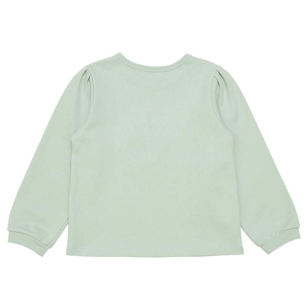 うさぎモチーフつきケーキ刺繍 裏毛トレーナー Green back