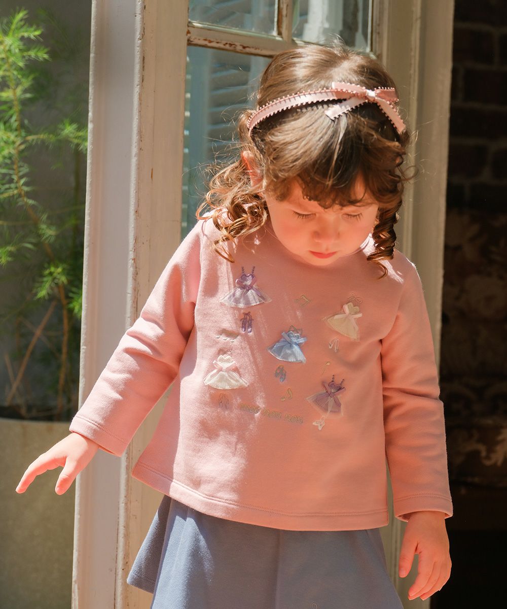 バレエドレスモチーフ バックリボンつき 裏毛トレーナー Pink model image up