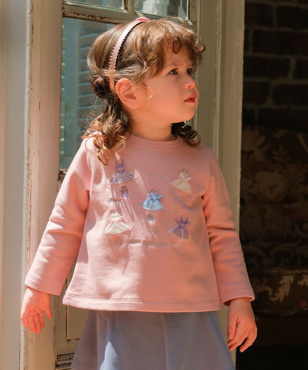 バレエドレスモチーフ バックリボンつき 裏毛トレーナー Pink model image 1