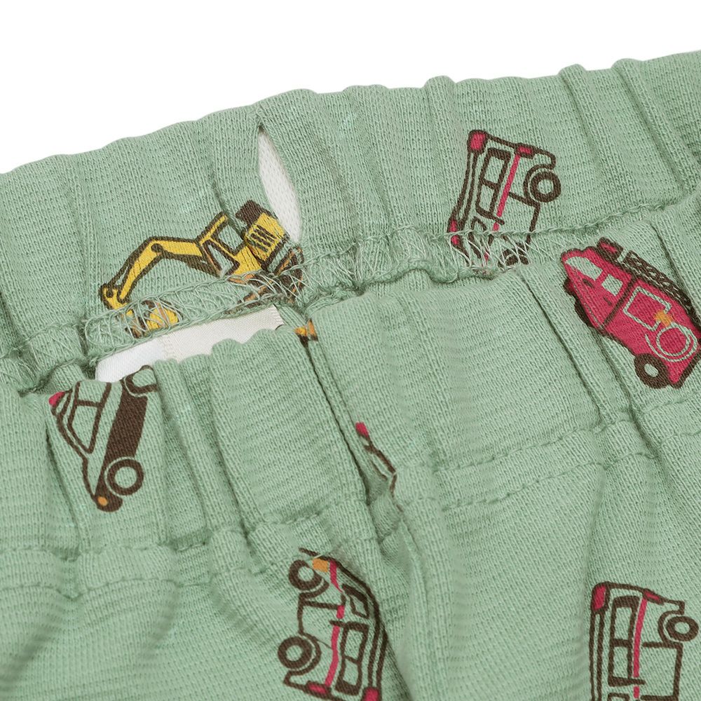 はたらく車 電車 乗り物プリント レギンスパンツ Green Design point 2