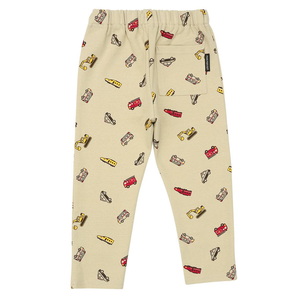 はたらく車 電車 乗り物プリント レギンスパンツ Beige back
