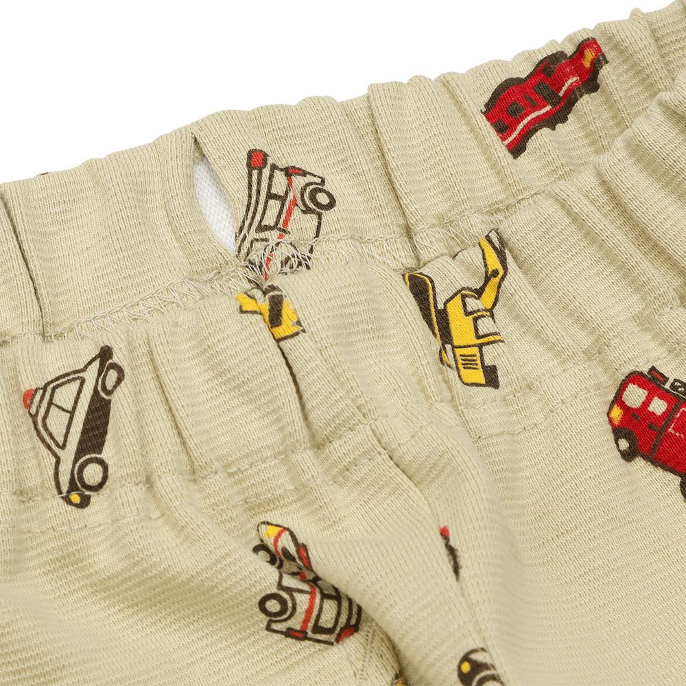 はたらく車 電車 乗り物プリント レギンスパンツ Beige Design point 2