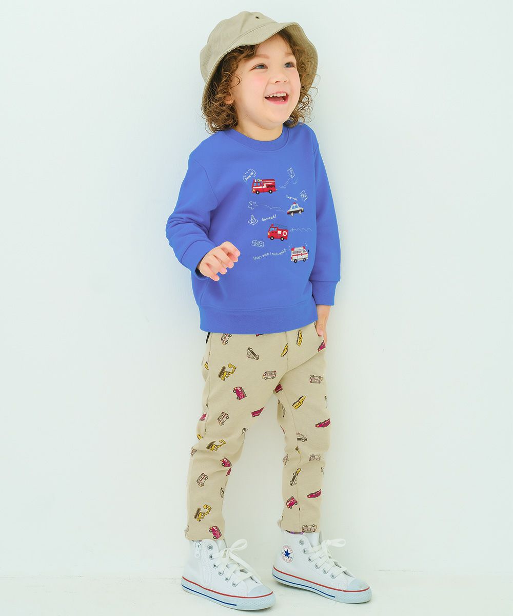 はたらく車 電車 乗り物プリント レギンスパンツ Beige model image up