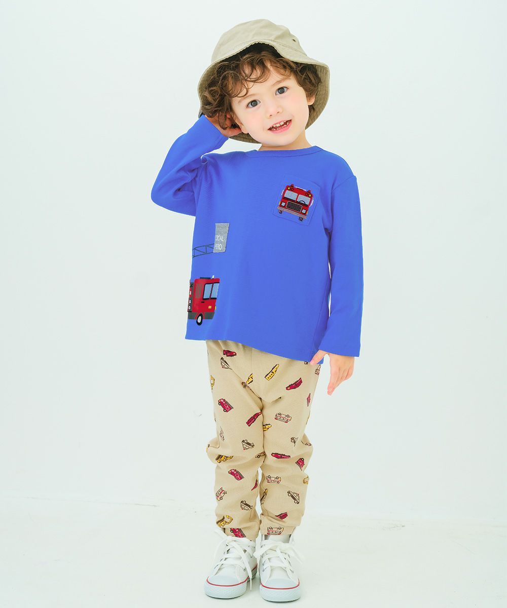 はたらく車 電車 乗り物プリント レギンスパンツ Beige model image 3