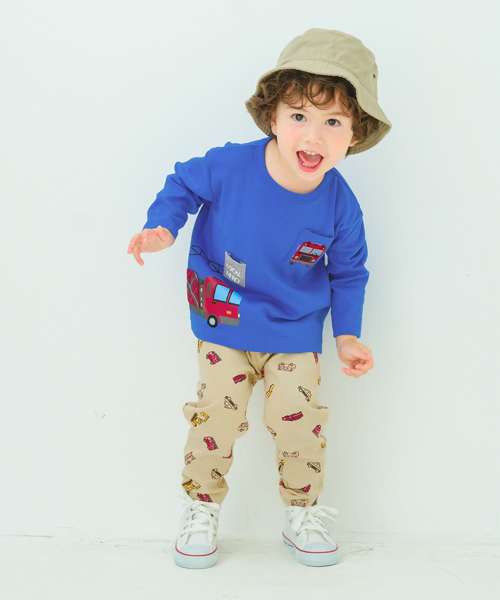 はたらく車 電車 乗り物プリント レギンスパンツ Beige model image 4