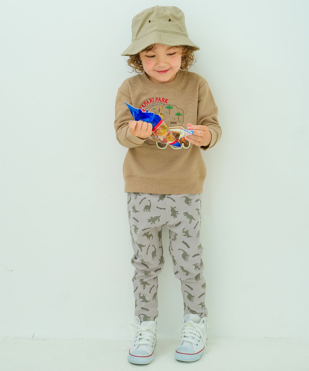 オリジナル恐竜プリント レギンスパンツ Gray model image up