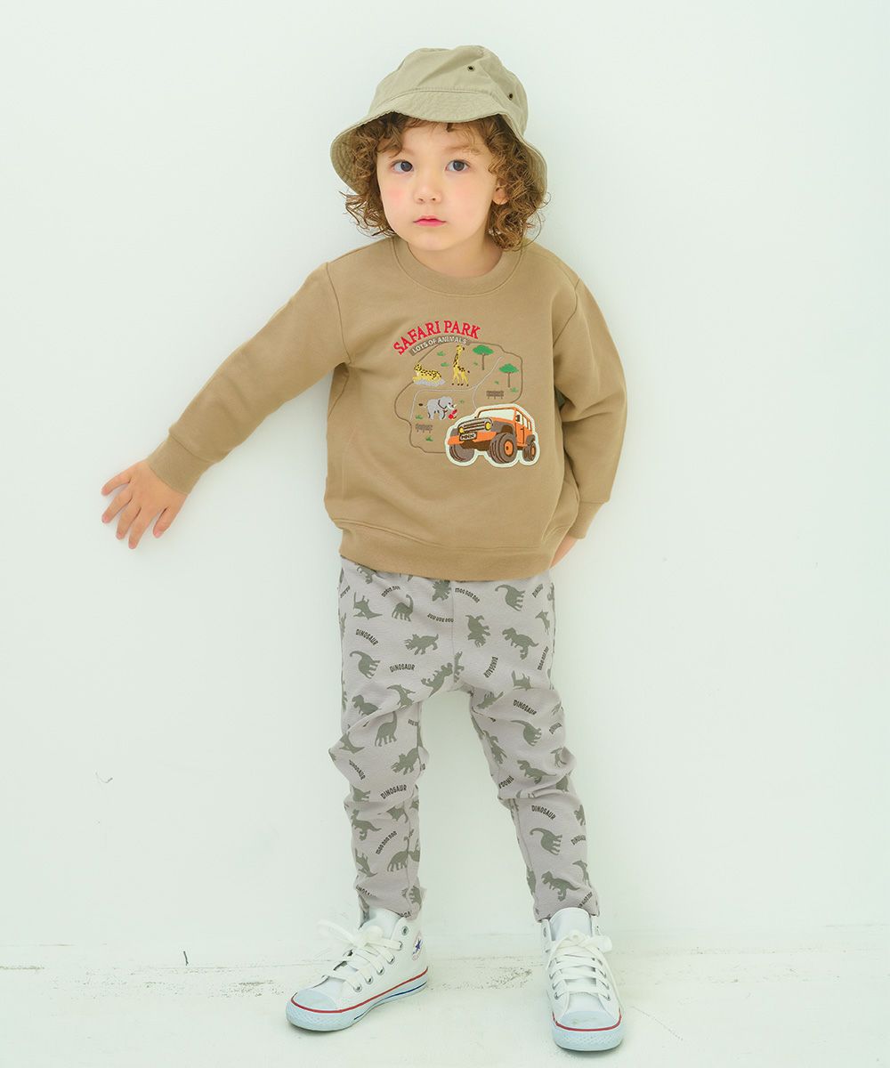 オリジナル恐竜プリント レギンスパンツ Gray model image 1