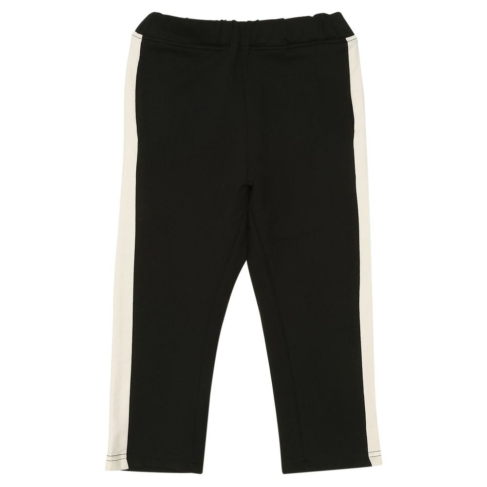 ミニ裏毛 ラインパンツ Black front