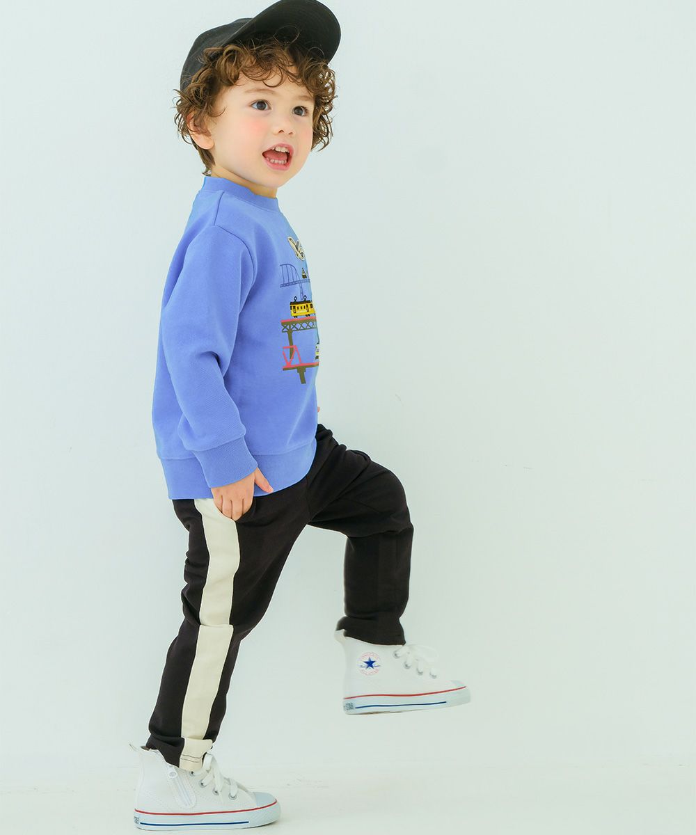 ミニ裏毛 ラインパンツ Black model image up