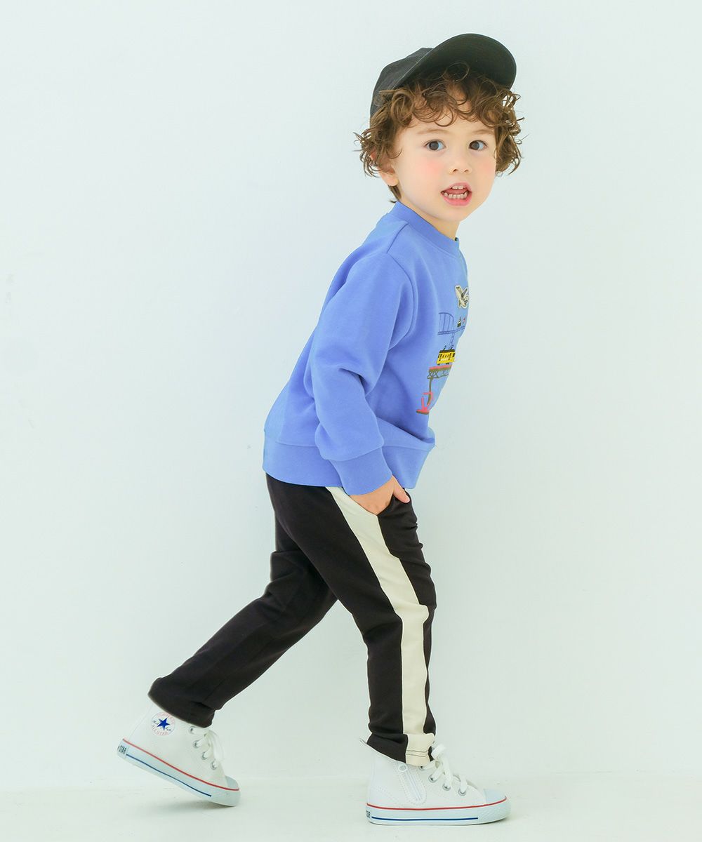 ミニ裏毛 ラインパンツ Black model image 1