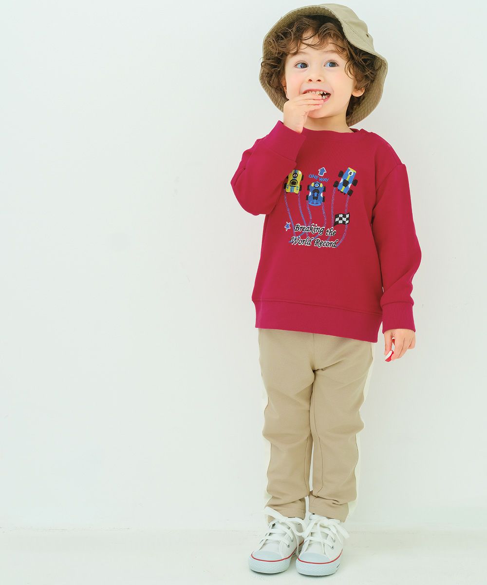 ミニ裏毛 ラインパンツ Beige model image up