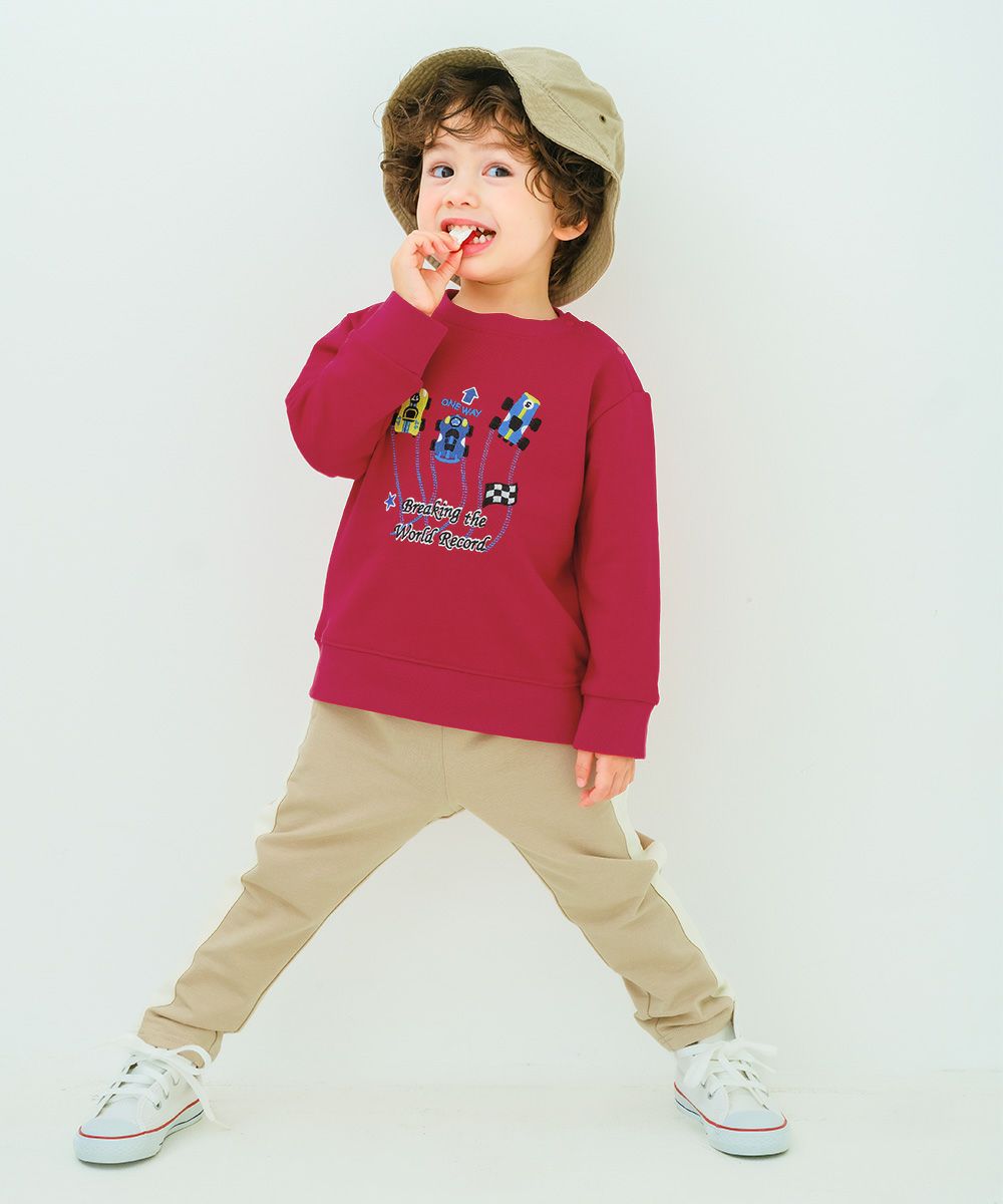 ミニ裏毛 ラインパンツ Beige model image whole body