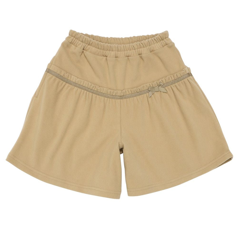パウダースムース リボンつきキュロットパンツ Beige front