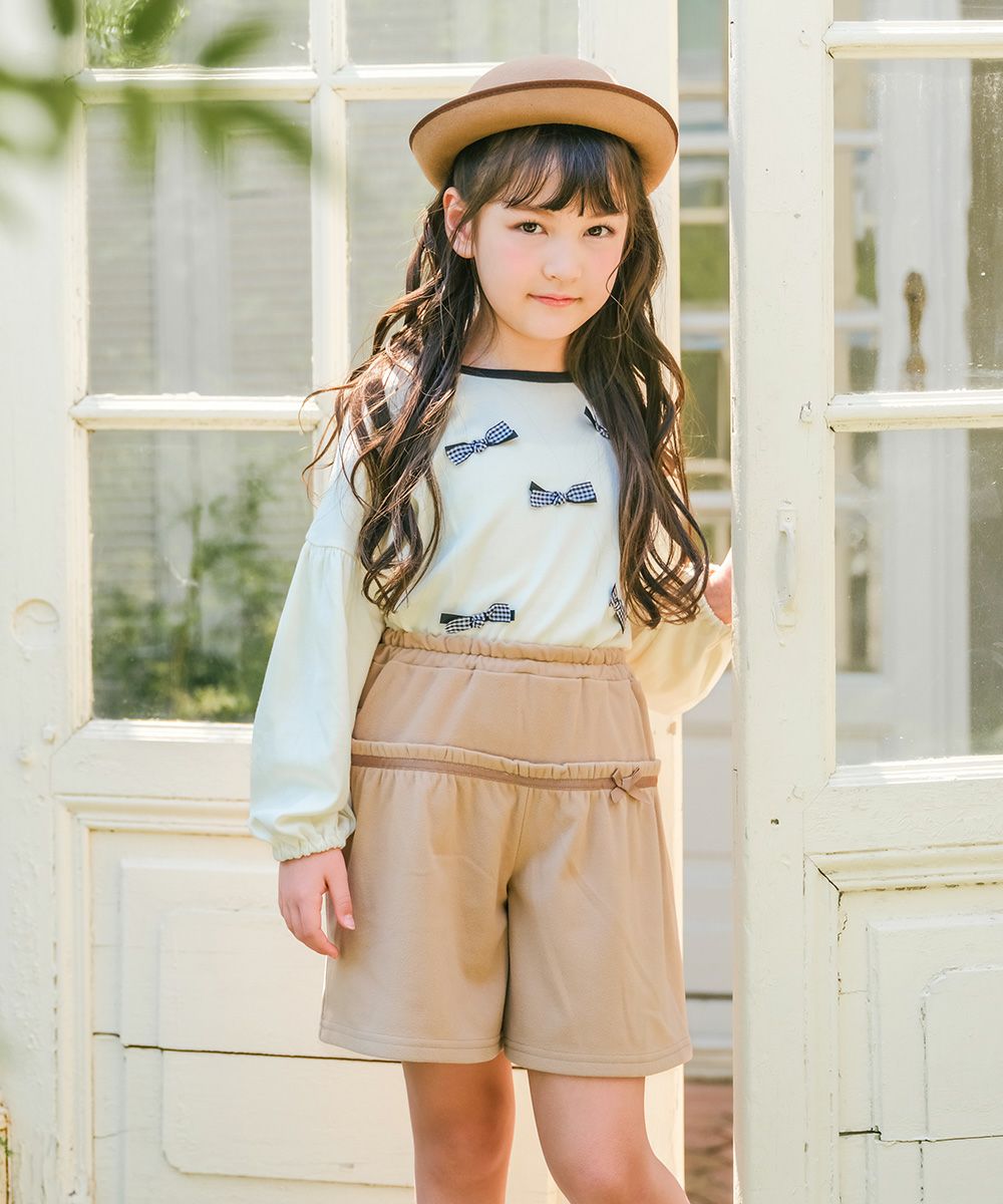 パウダースムース リボンつきキュロットパンツ Beige model image 1