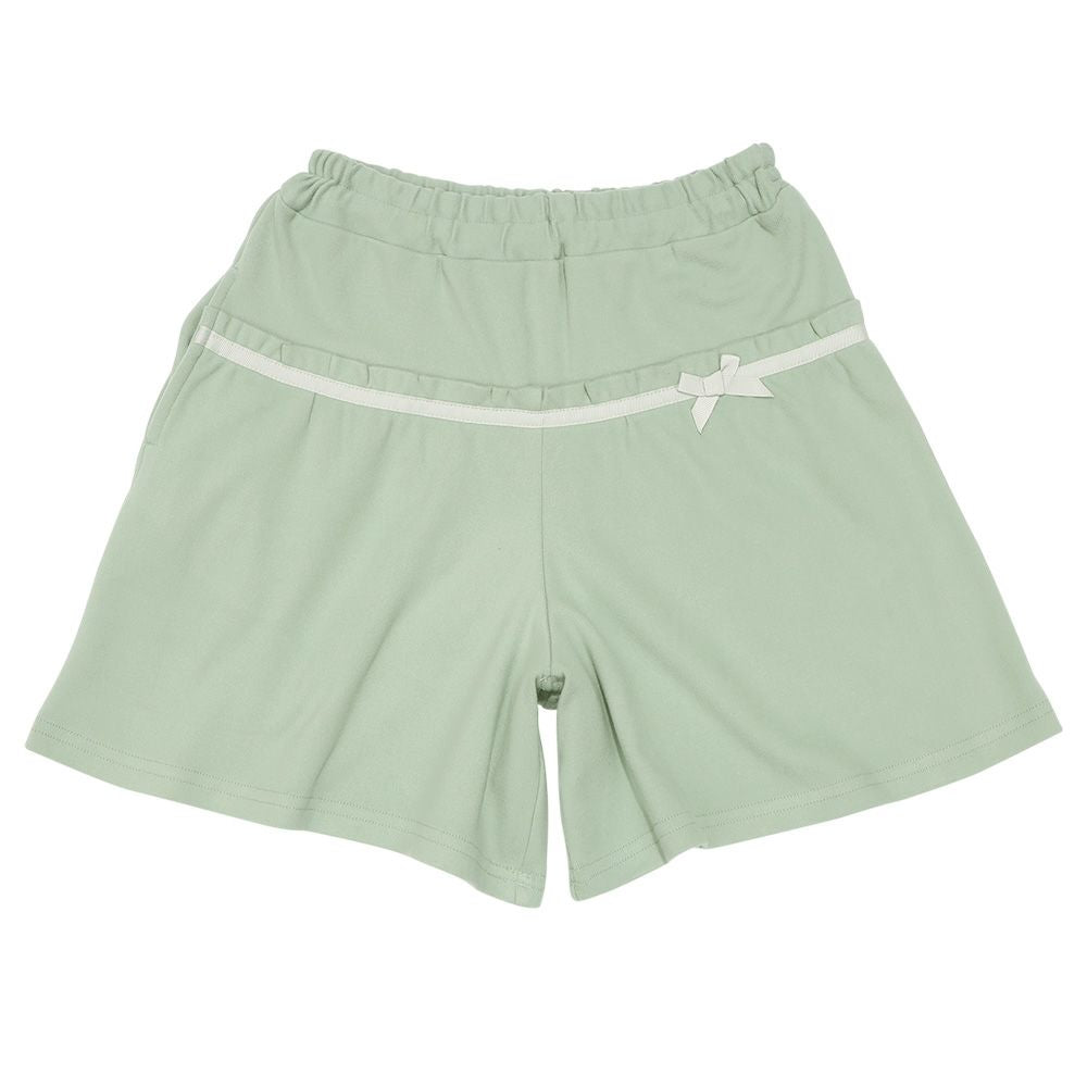 パウダースムース リボンつきキュロットパンツ Emerald Green front