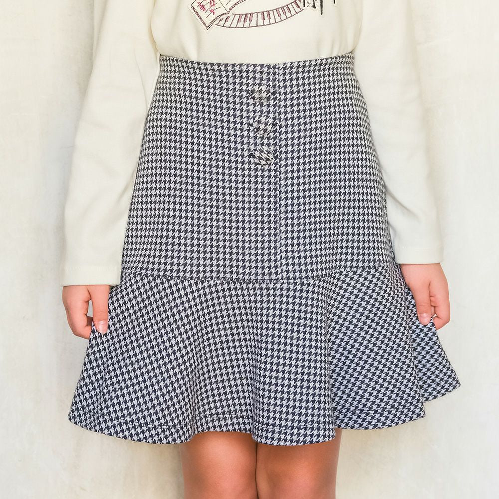 千鳥柄 飾りボタン付き フレアースカート  MainImage
