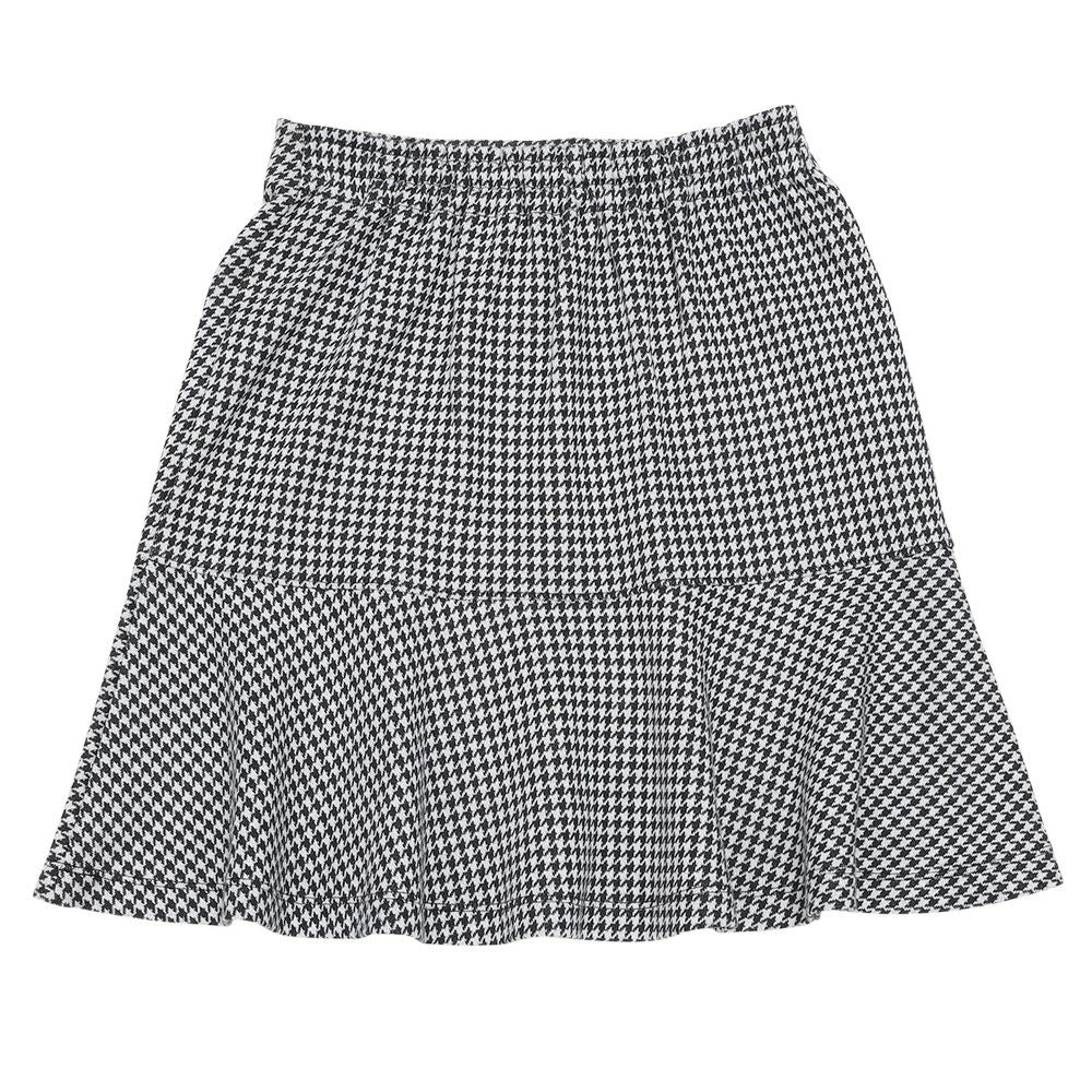 千鳥柄 飾りボタン付き フレアースカート White/Black back