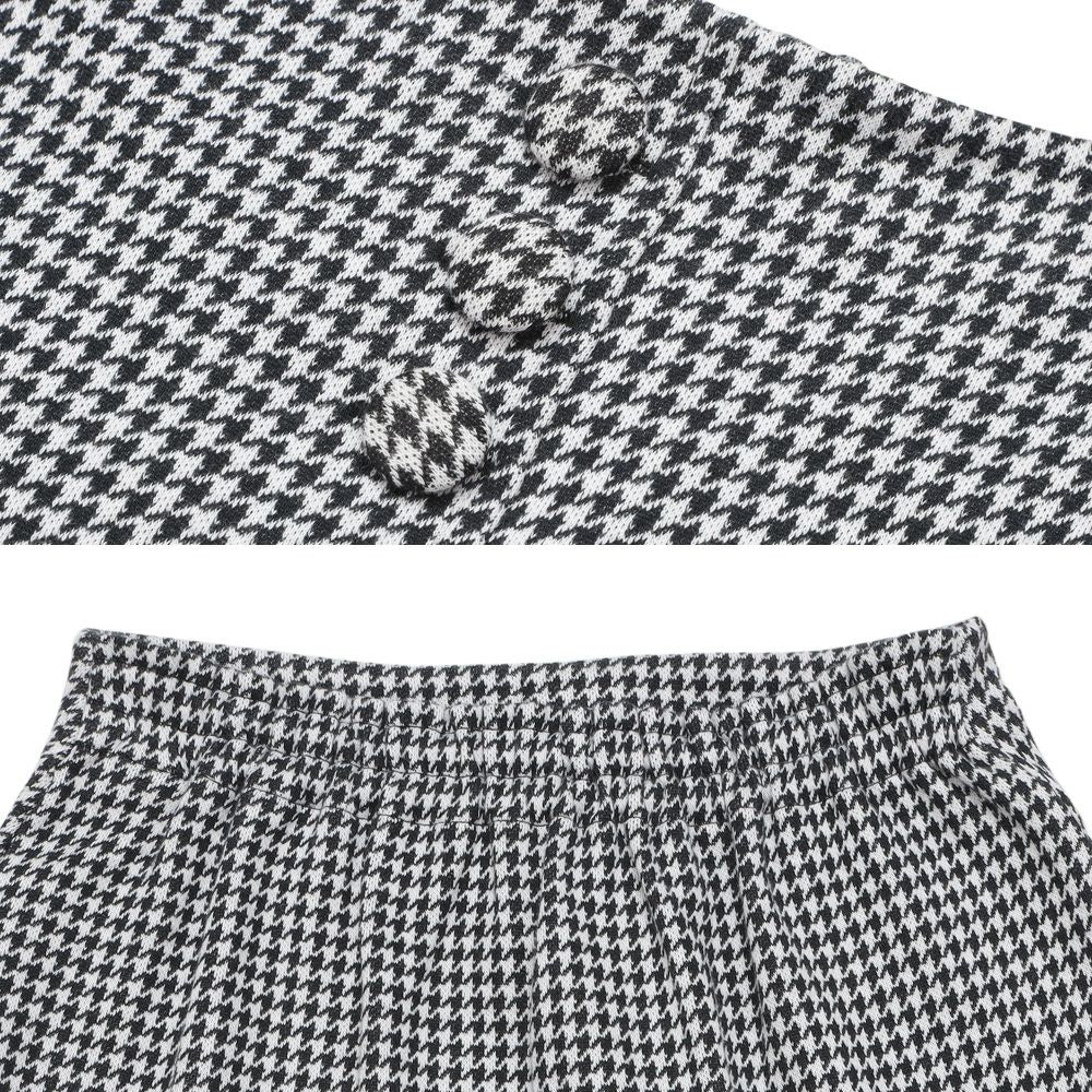 千鳥柄 飾りボタン付き フレアースカート White/Black Design point 1