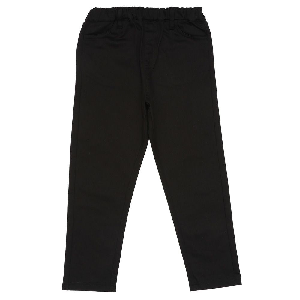 ストレッチツイル リボンロゴ刺? ロングパンツ Black front
