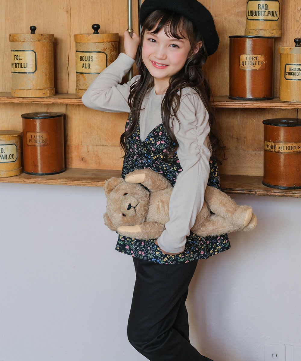 ストレッチツイル リボンロゴ刺? ロングパンツ Black model image 2