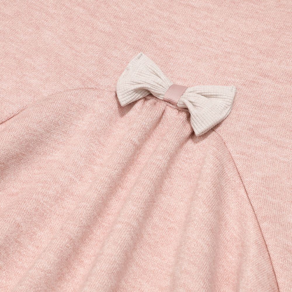 音符刺繍 Aライン バックリボン付きワンピース Pink Design point 1