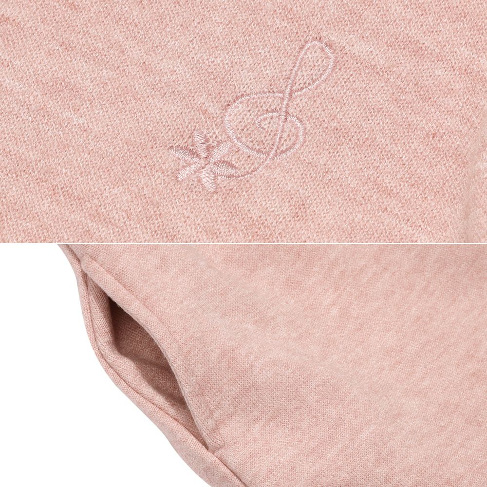 音符刺繍 Aライン バックリボン付きワンピース Pink Design point 2