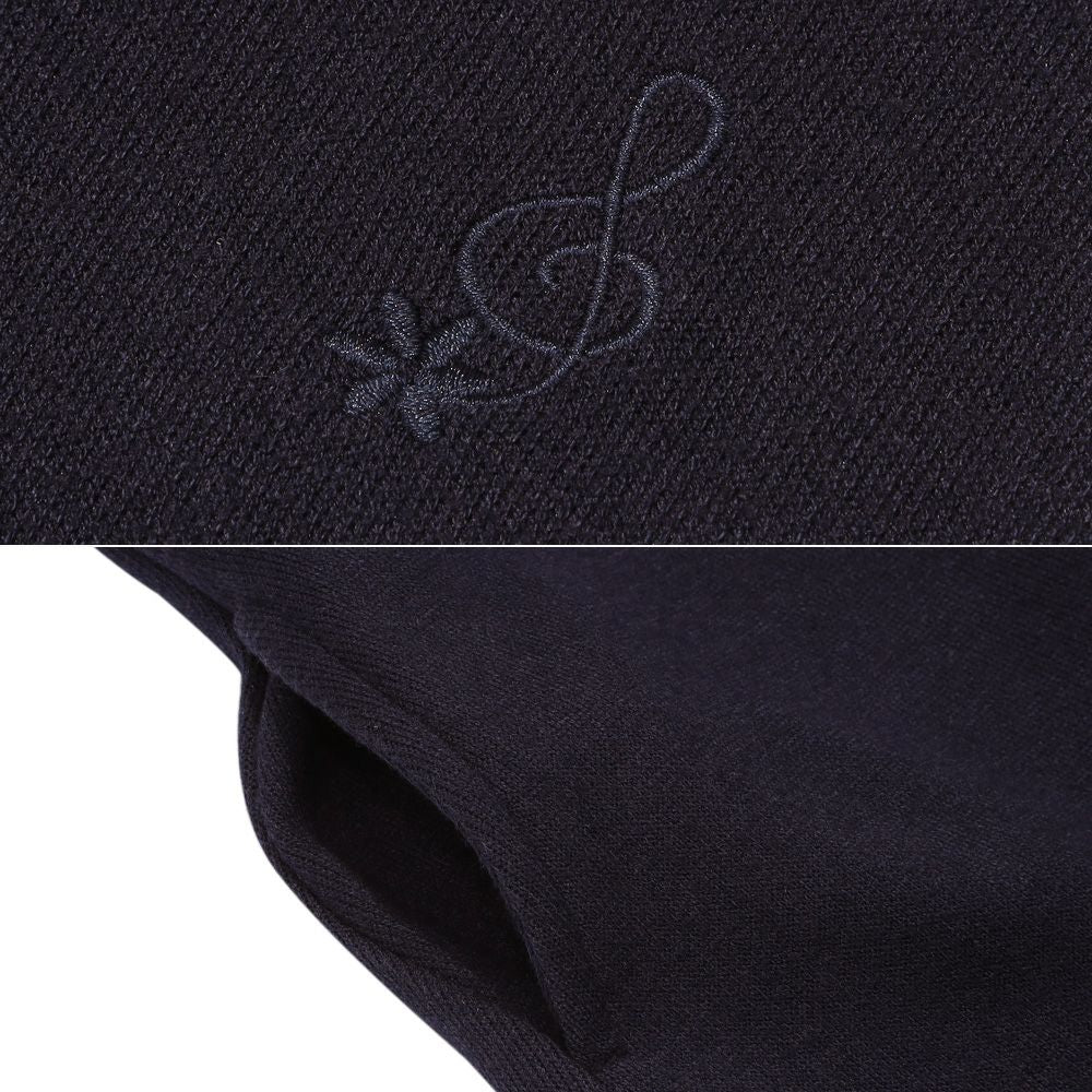 音符刺繍 Aライン バックリボン付きワンピース Navy Design point 2