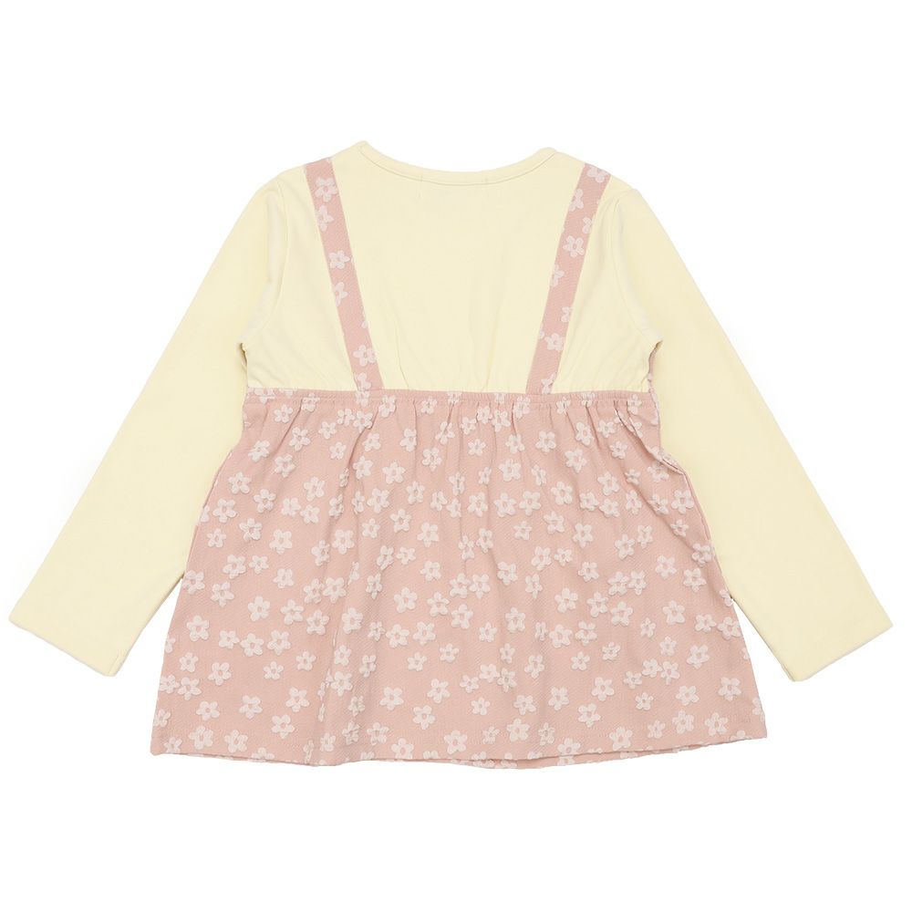 花柄キャミソール 重ね着風Tシャツ Pink back