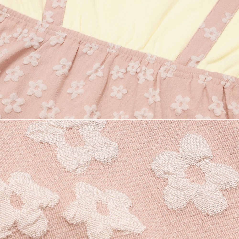 花柄キャミソール 重ね着風Tシャツ Pink Design point 1