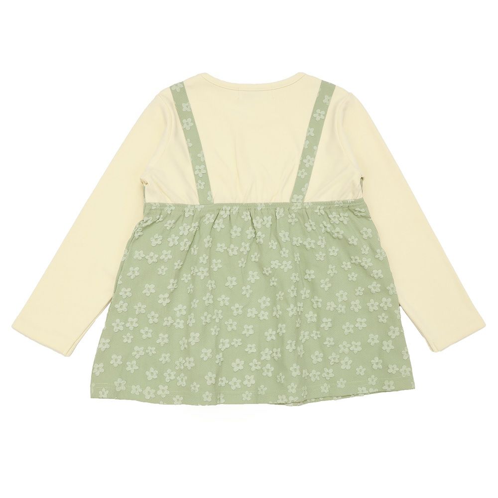 花柄キャミソール 重ね着風Tシャツ Green back