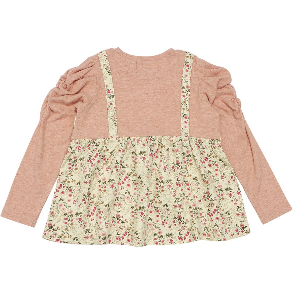 花柄リボンキャミソール 重ね着風デザインTシャツ Ivory back