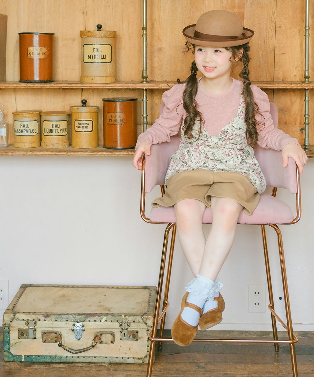 花柄リボンキャミソール 重ね着風デザインTシャツ Ivory model image 1