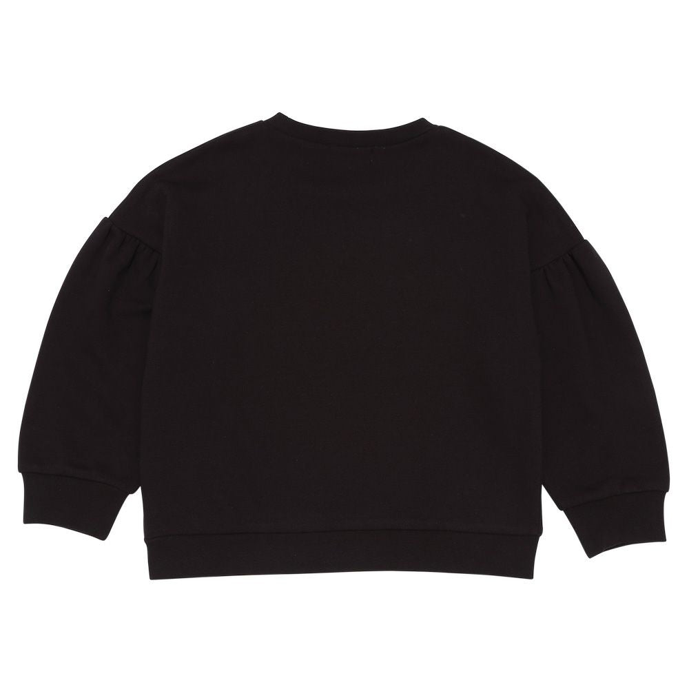 チェリー刺繍 ドロップ袖 裏毛トレーナー Black back