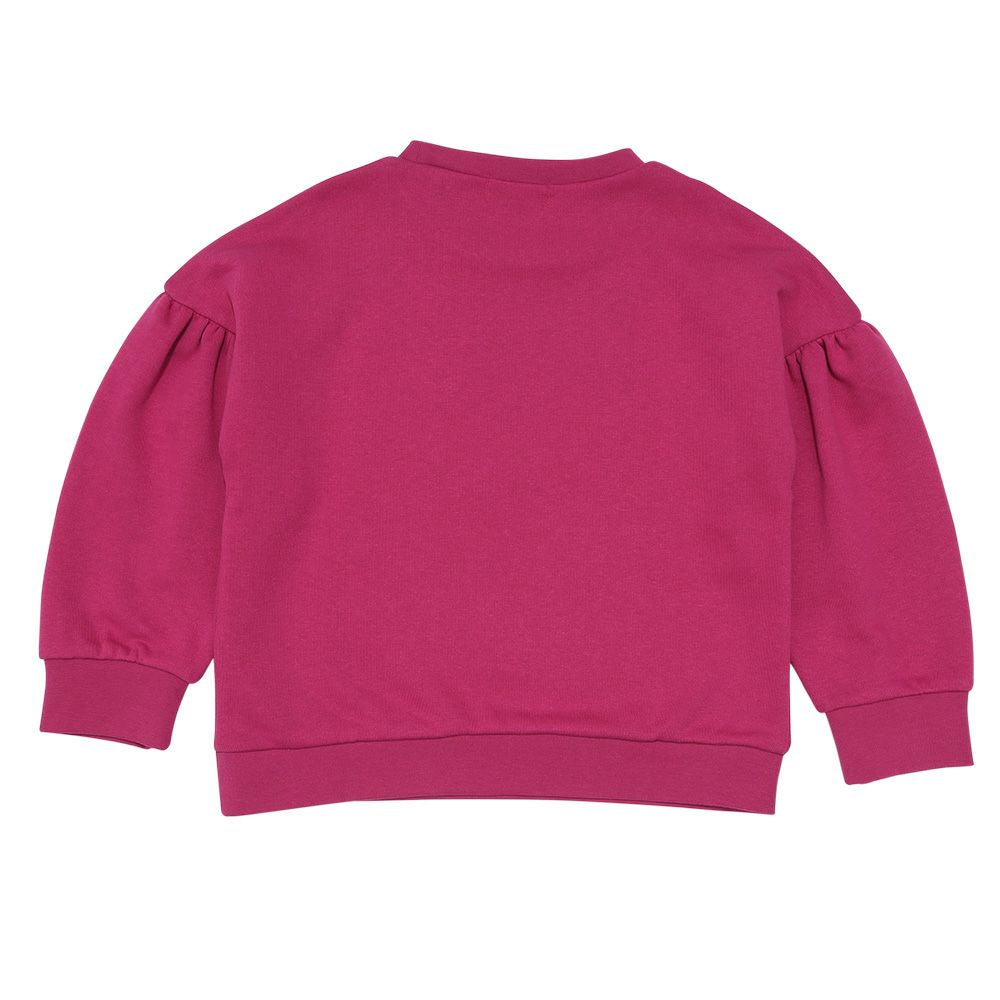 チェリー刺繍 ドロップ袖 裏毛トレーナー Pink back